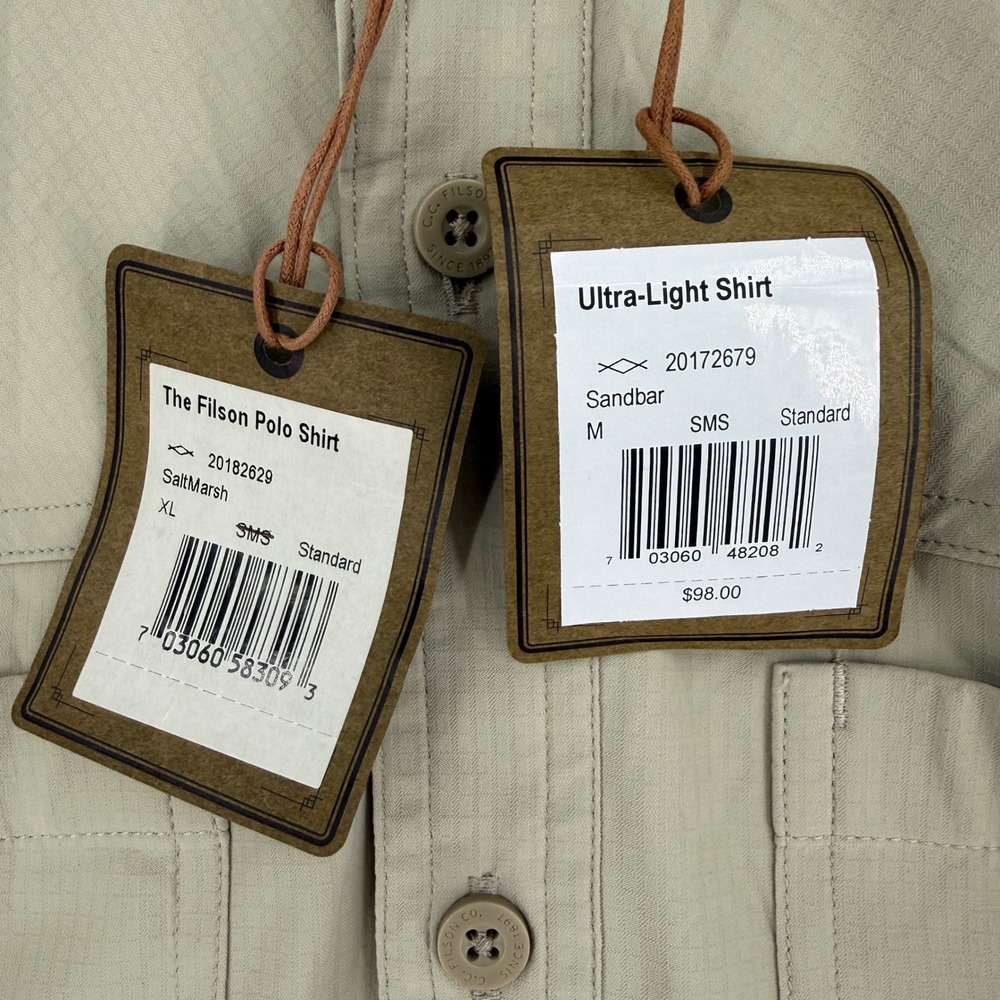 Filson Ultra-Light Shirt Mens Medium Sandbar Tan Ripstop Long Sleeve Polo NEW - Picture 5 of 15